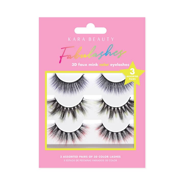 Pack multi-couleurs de cils FABULASHES en faux vison 3D pour la vente par Kara Beauty