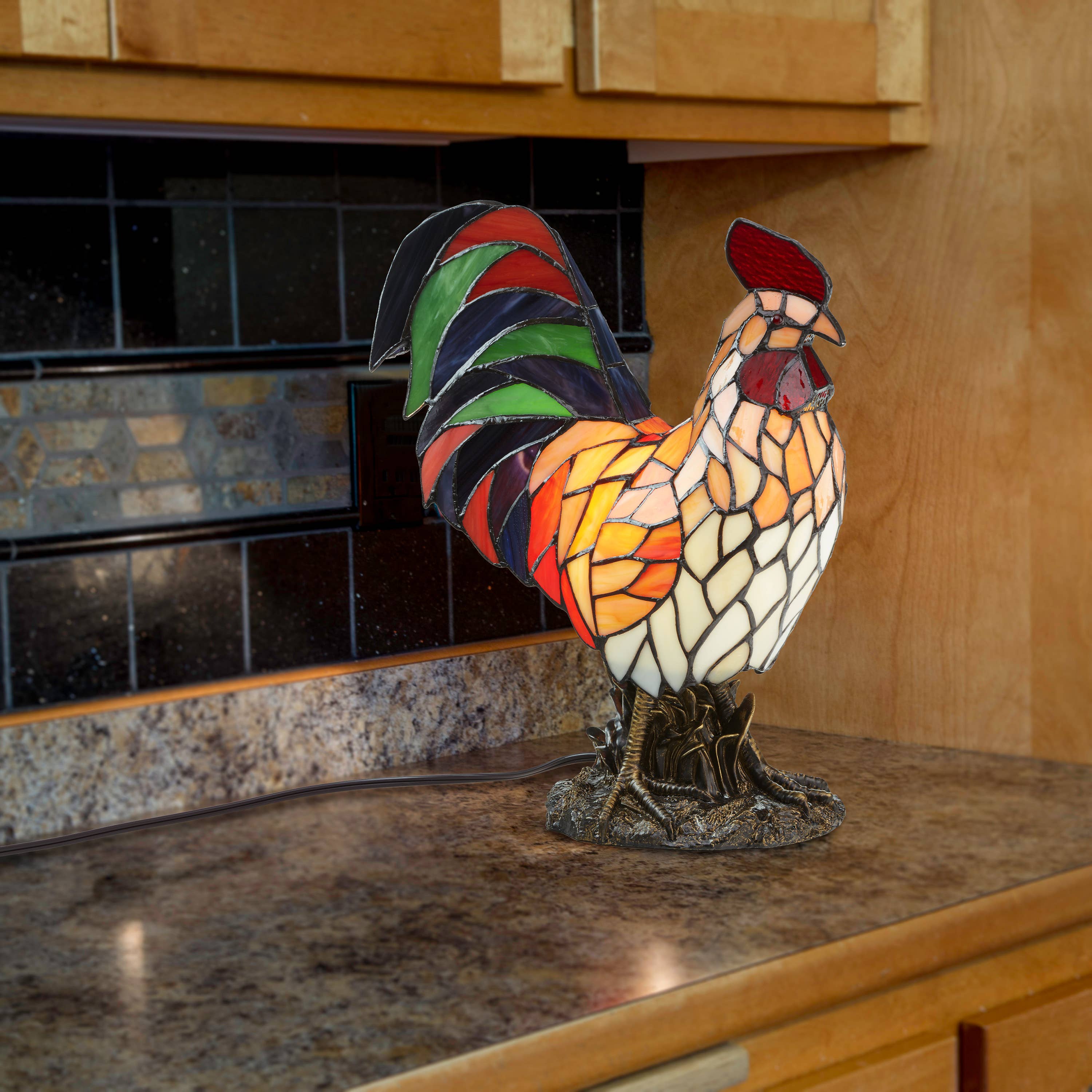 River of Goods - Wholesale Accent/Desk Lamp - 15"H Tiffany-style Rooster Multi-Color Novelty Accent Lamp7