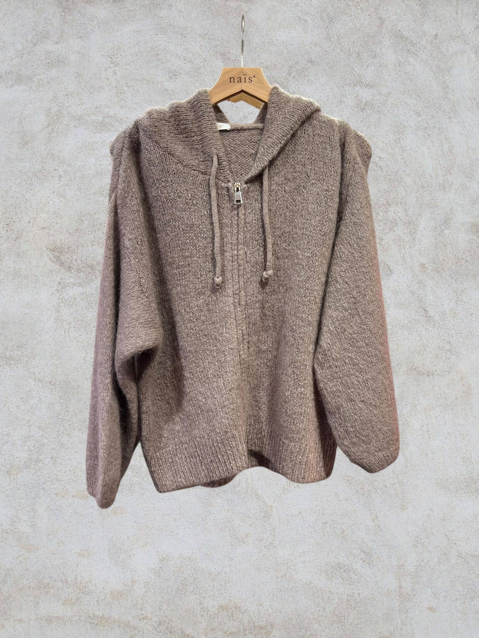 NAÏS PARIS - Vendita all'ingrosso Cardigan - Donna - Cardigan con cappuccio e zip in mohair e lana11