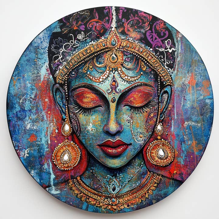 Bodhi Leaf Market - Wholesale Wall Accent - Hindu Goddess Kali Tambourine and Ribbon Wall Decor, Bodhi Home Decor