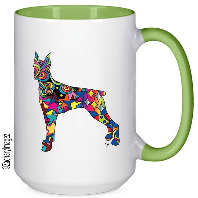 Tasse en céramique colorée Doberman 15 oz pour la vente par Zachary Imagez