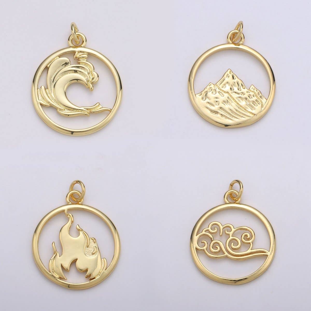 Aim Eternal - Wholesale Individual Charm/Pendant - Dainty Gold Element Charm Fire Wind Earth Ocean Wave Charm. 24K Gold Filled Charm for Bracelet Necklace Earring Supply D-915 D-923 - D-9254