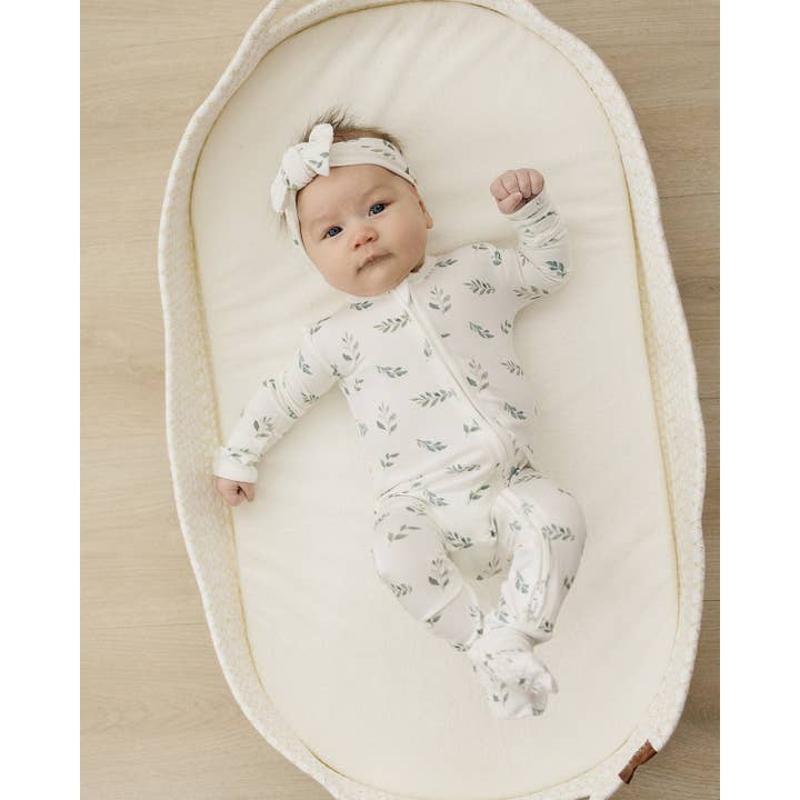 Harp Angel Boutique - Vente Bandeau – bébé - Bandeau à nœud en forme de feuilles vertes2