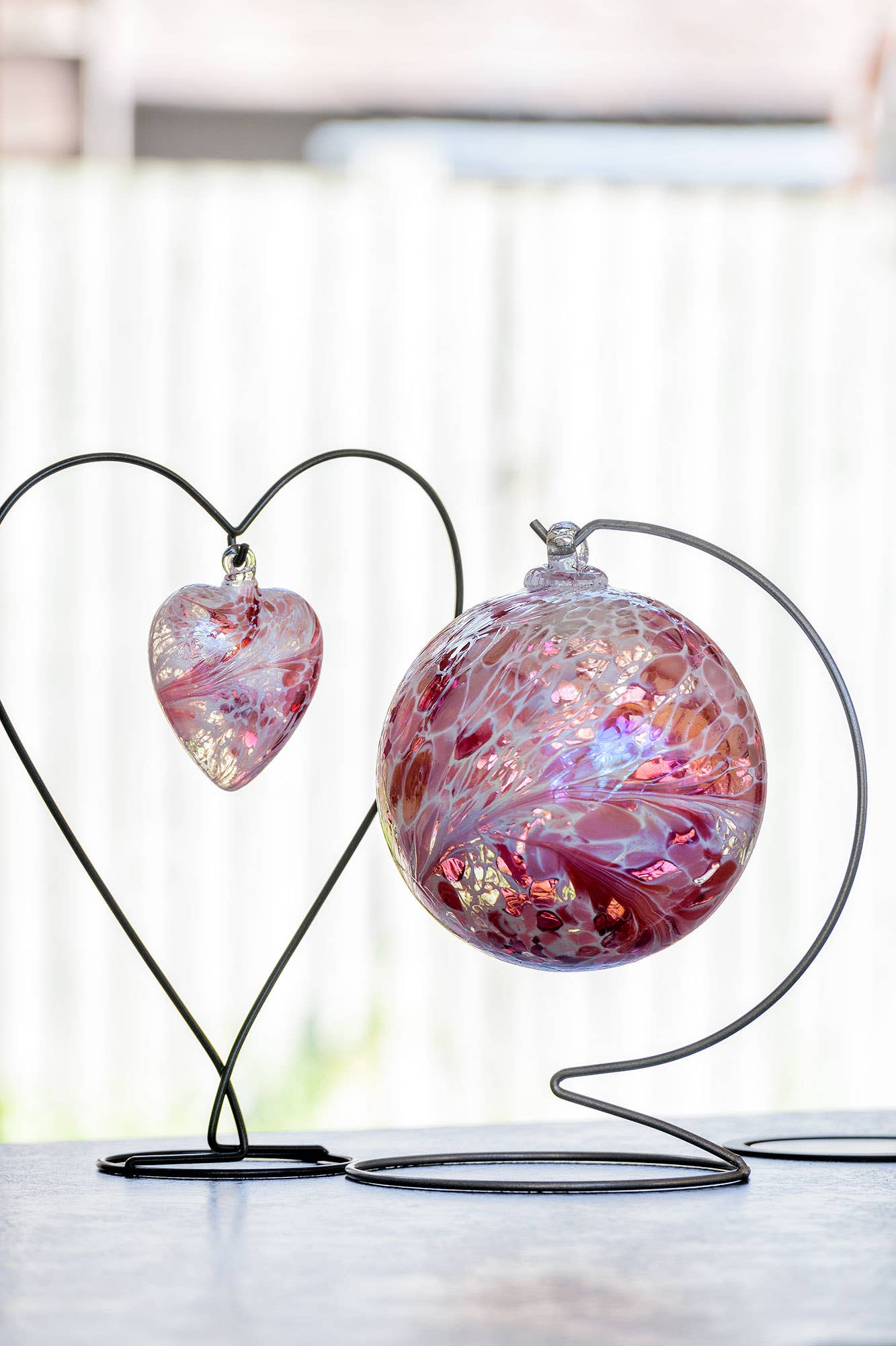 Sienna Glass - Wholesale Ornament - 8cm Friendship Heart - Pastel Pink4