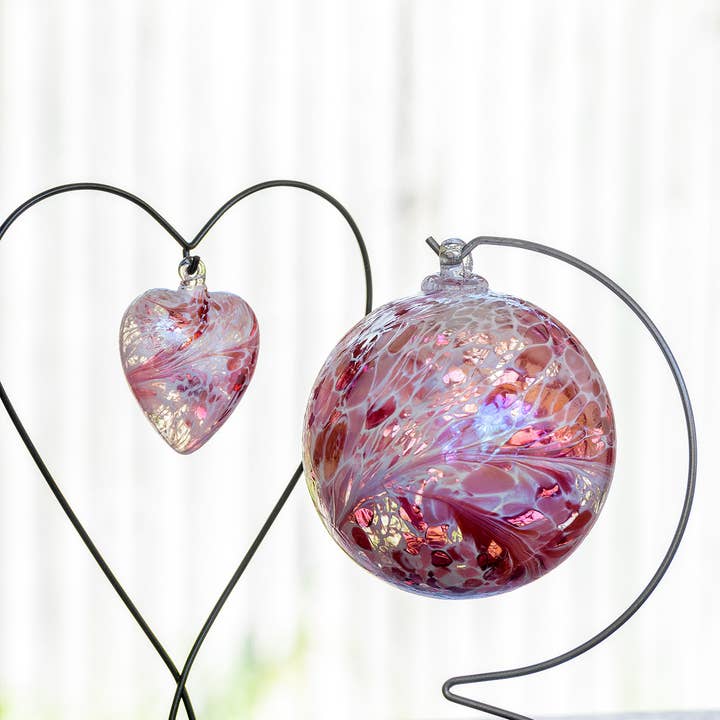 Sienna Glass - Wholesale Ornament - 8cm Friendship Heart - Pastel Pink4