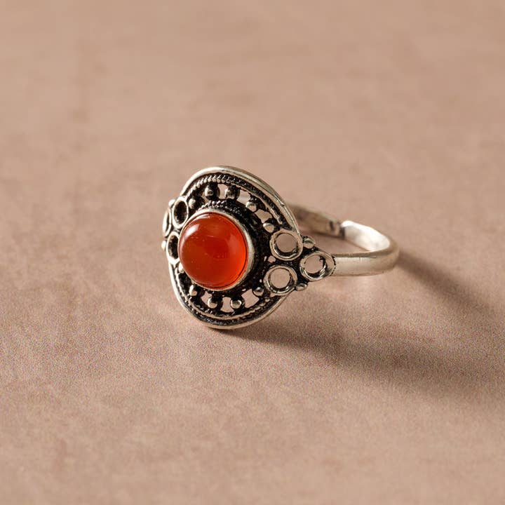 Ten Thousand Villages - Wholesale Cocktail/Statement Ring - Ghera Adjustable Silvertone Onyx Stone Ring2