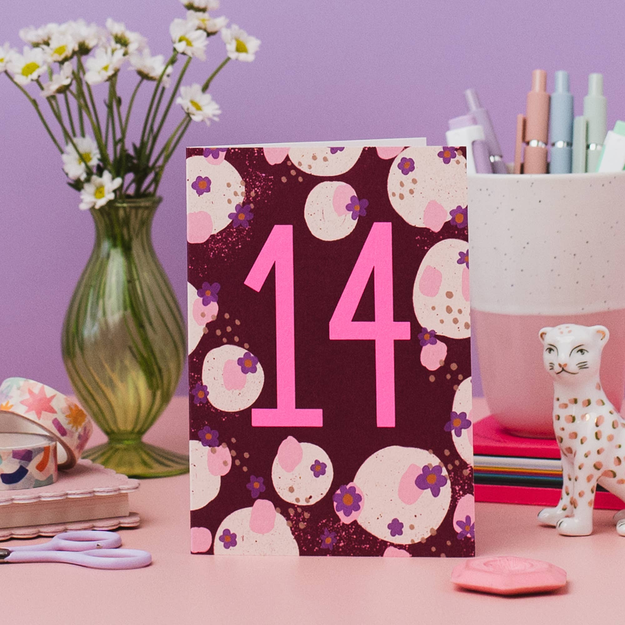 Jessie Maeve Studio - Wholesale Birthday Card - Teen Neon Age 14 Birthday Card2