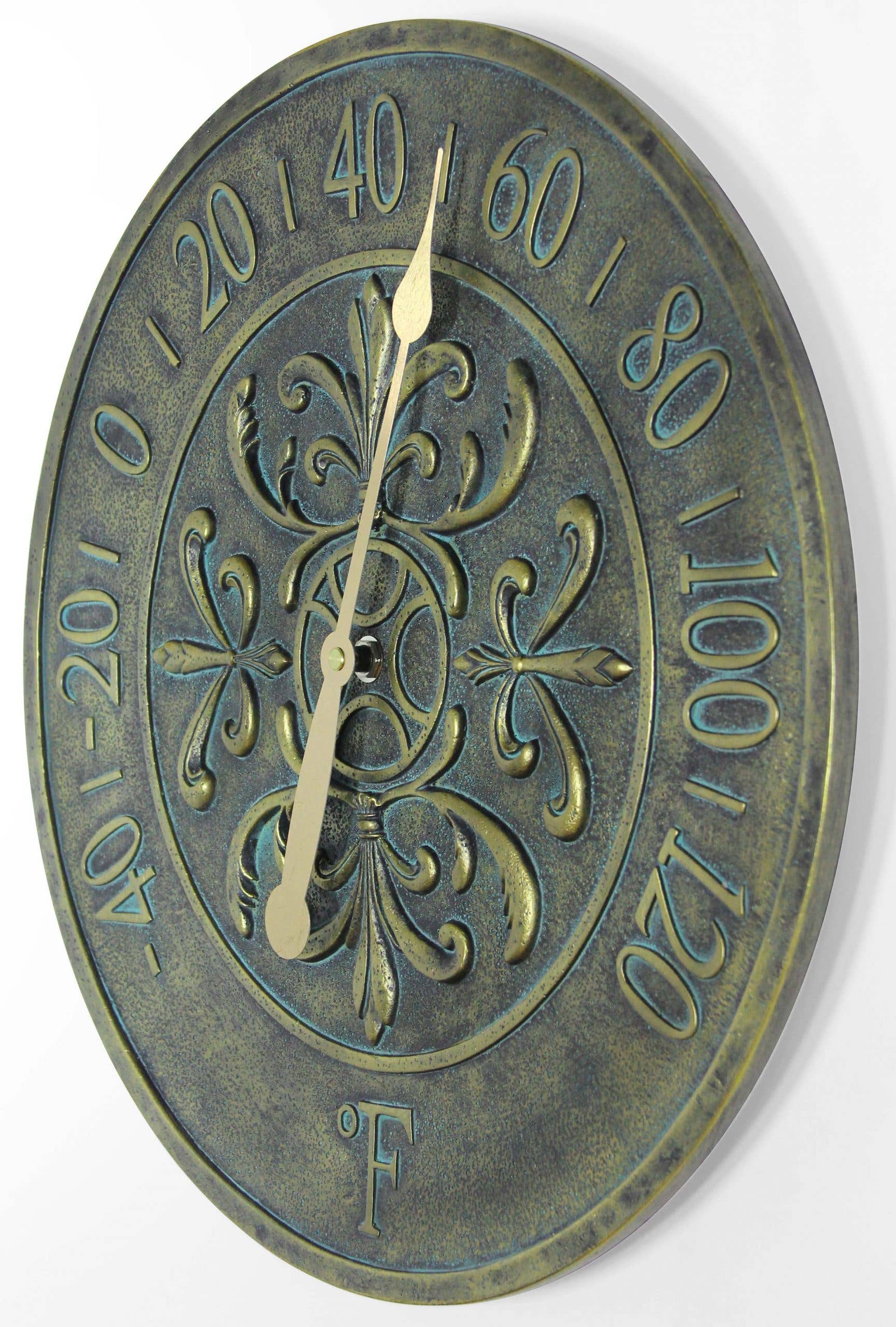 Infinity Instruments - Wholesale Outdoor Ornament/Decor - Outdoor Round Aged Bronze Thermometer 15 Inch2