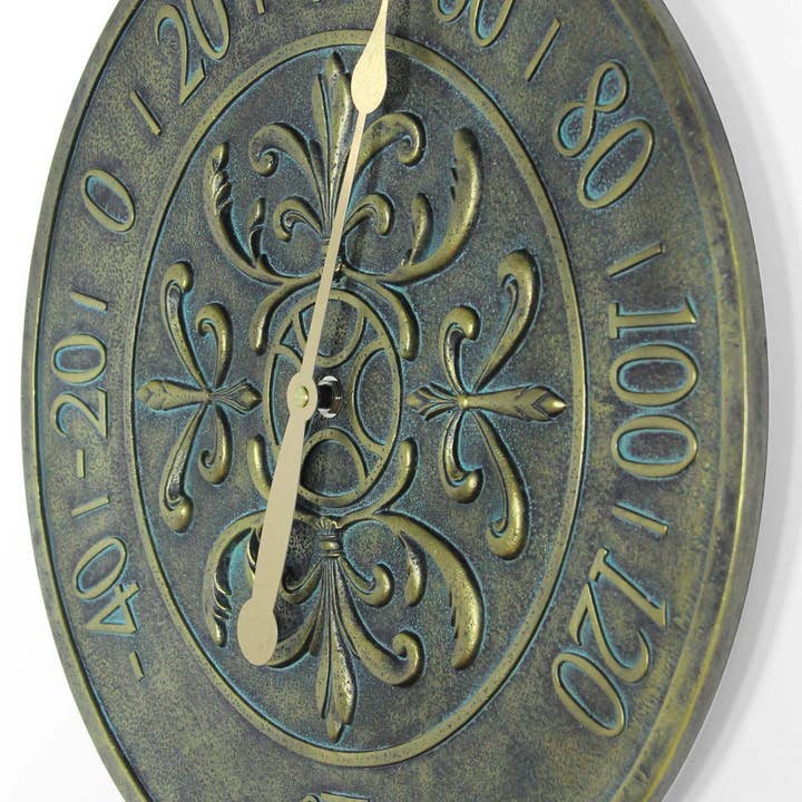 Infinity Instruments - Wholesale Outdoor Ornament/Decor - Outdoor Round Aged Bronze Thermometer 15 Inch2