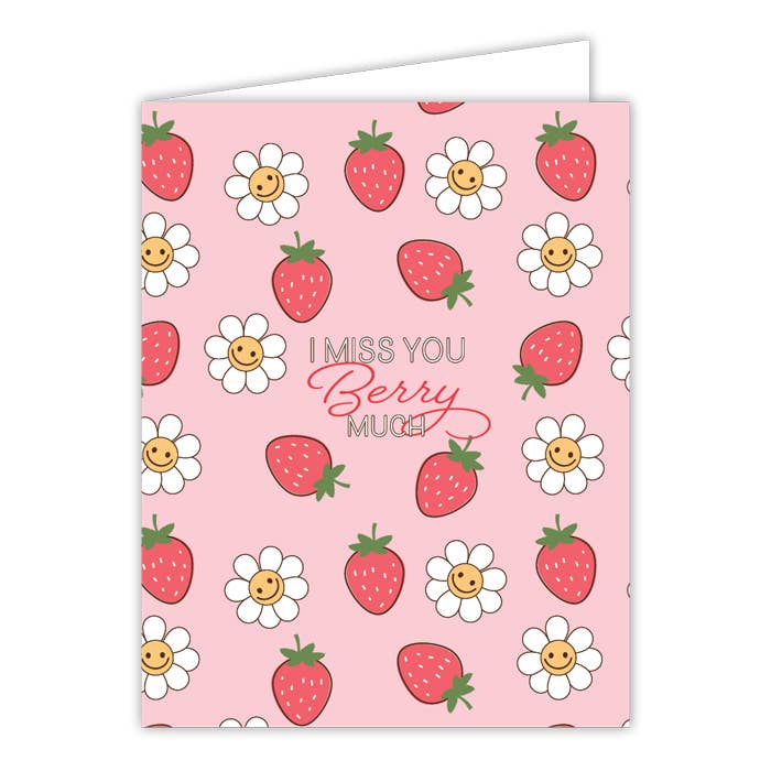 Jag saknar dig Berry Much Strawberries Daisies gratulationskort för wholesale av RosanneBeck Collections