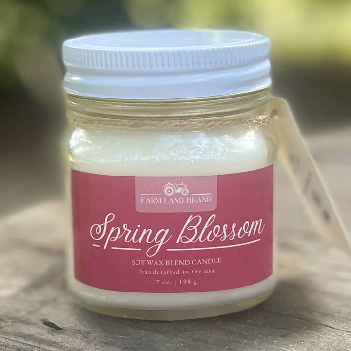 Spring Blossom Soy Wax Mason Jar Candle Scented with Freesia and Spring Air for wholesale by Farm Land Brand