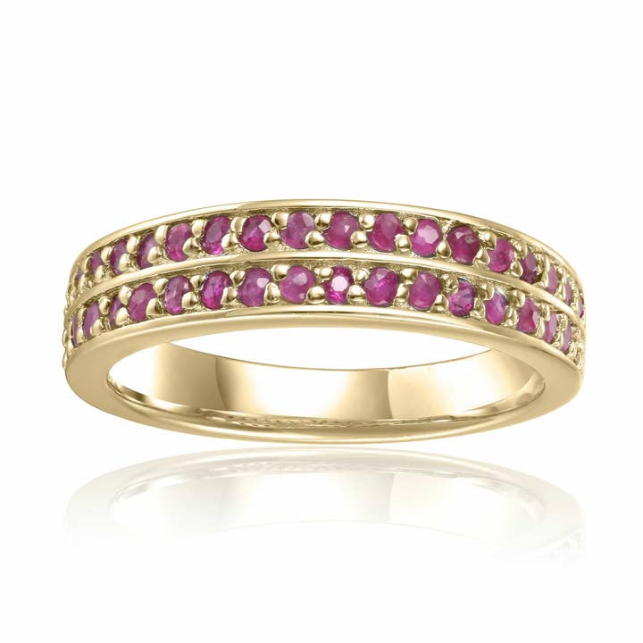 Guldförgylld Silver Rubindubbel Evighetsstapelbar Ring för wholesale av FCJ Jewelry LLC