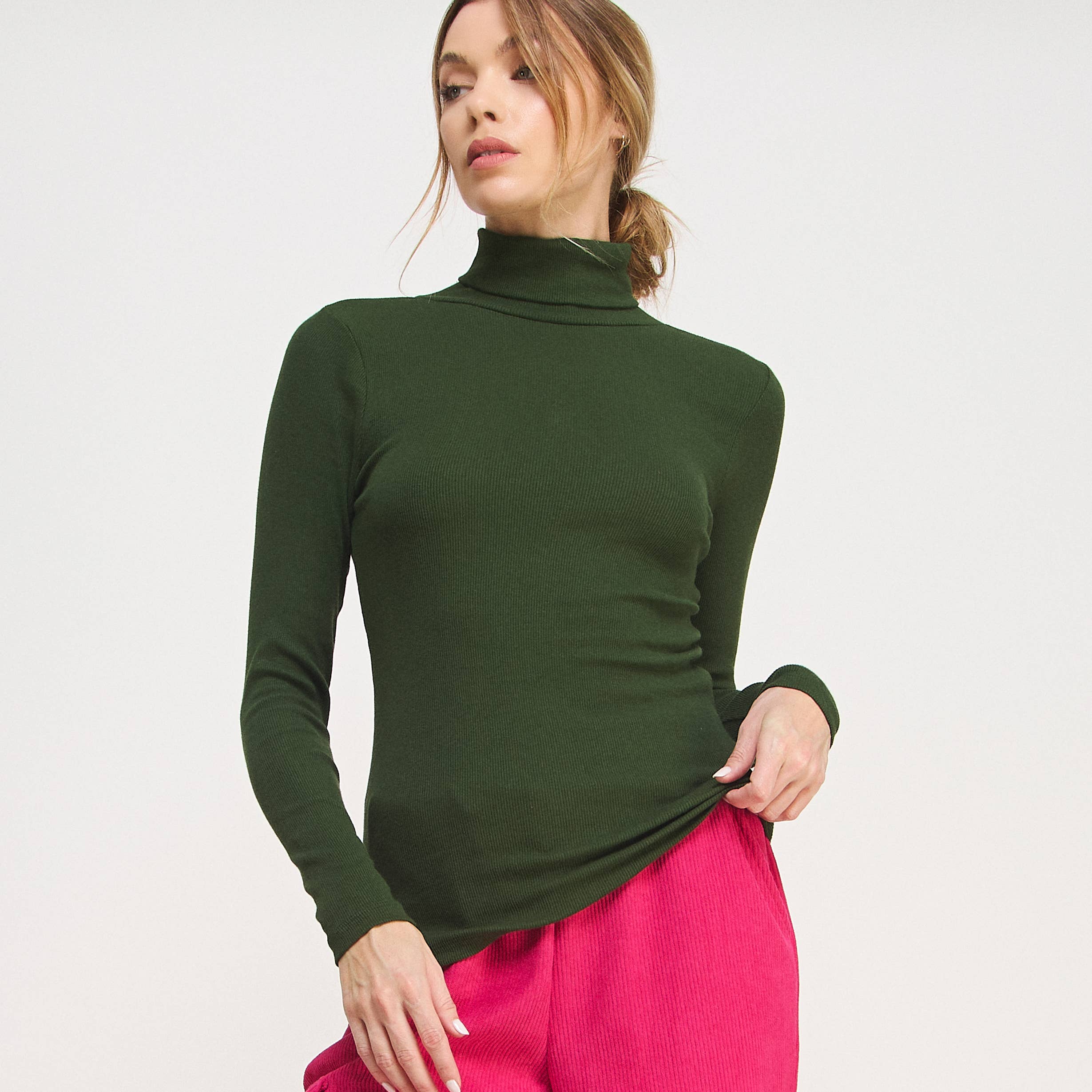 FREEZIA - Wholesale Knit Top - Women's - RIBBED TURTLE NECK SWEATER LONG SLEEVE TOP-F67933-D615