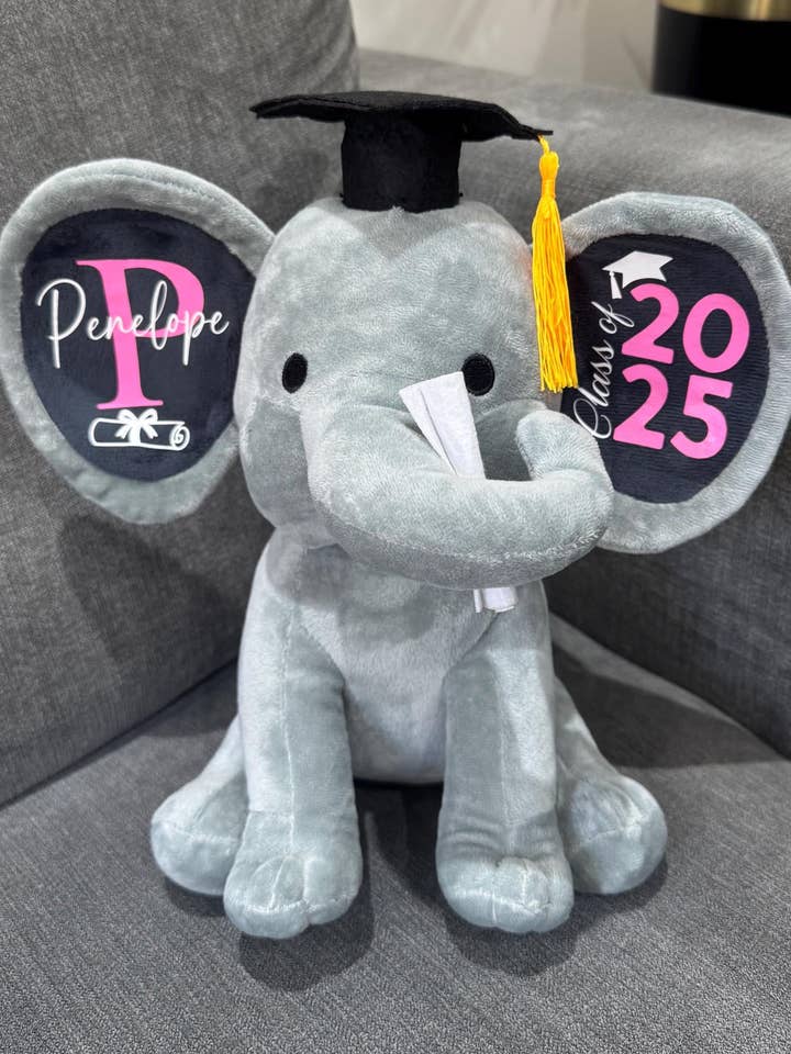 Personalized Plush Graduation Elephant Keepsake 2025 for wholesale by Perfectgiftstogive