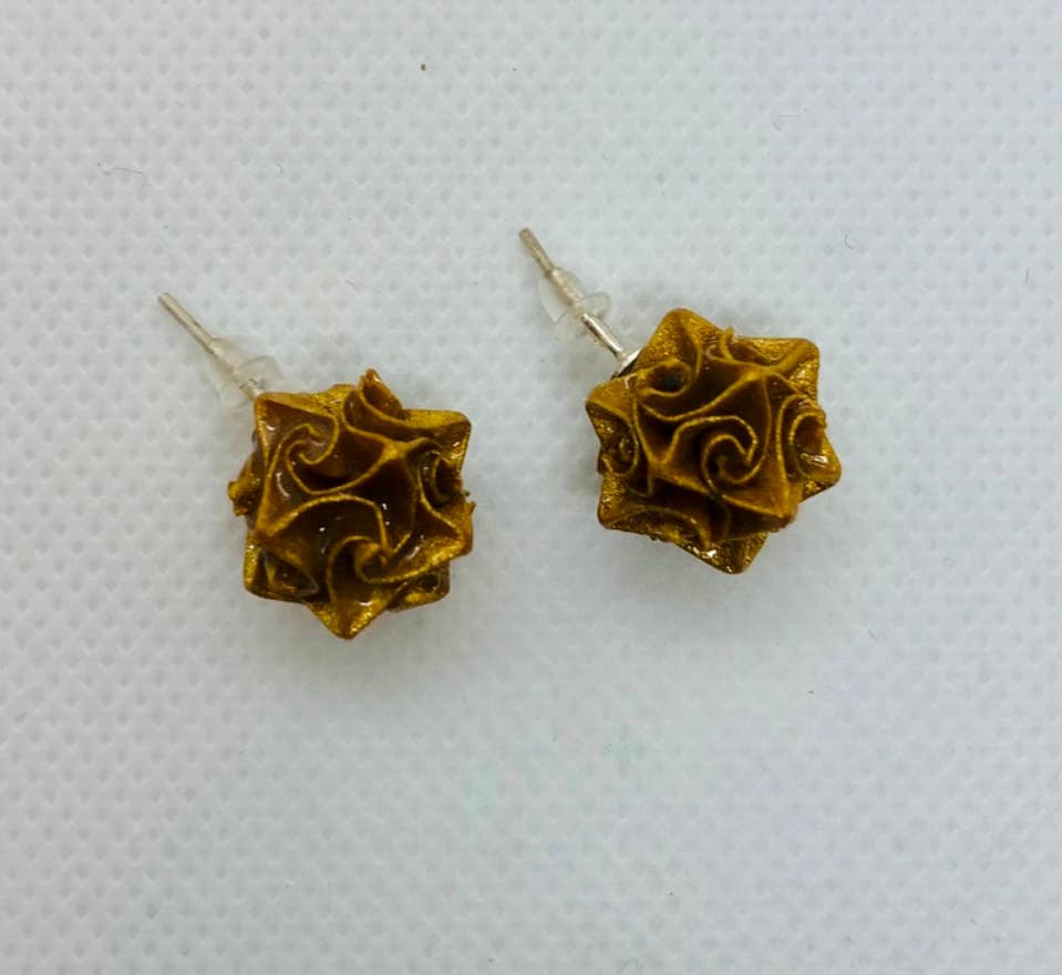 L'éco maison décoration - Wholesale Stud/Post Earrings - Origami gold ball earrings3