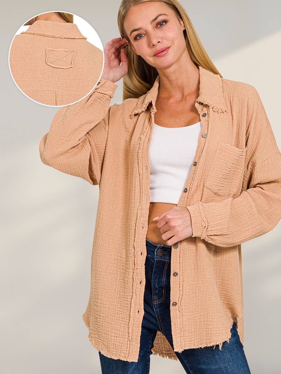 42POPS – Engroshandel Skjorte med buttondown – til kvinder – .OVERSTØRRELSE SKJORTE MED RÅ KANT OG BAGPATCH14