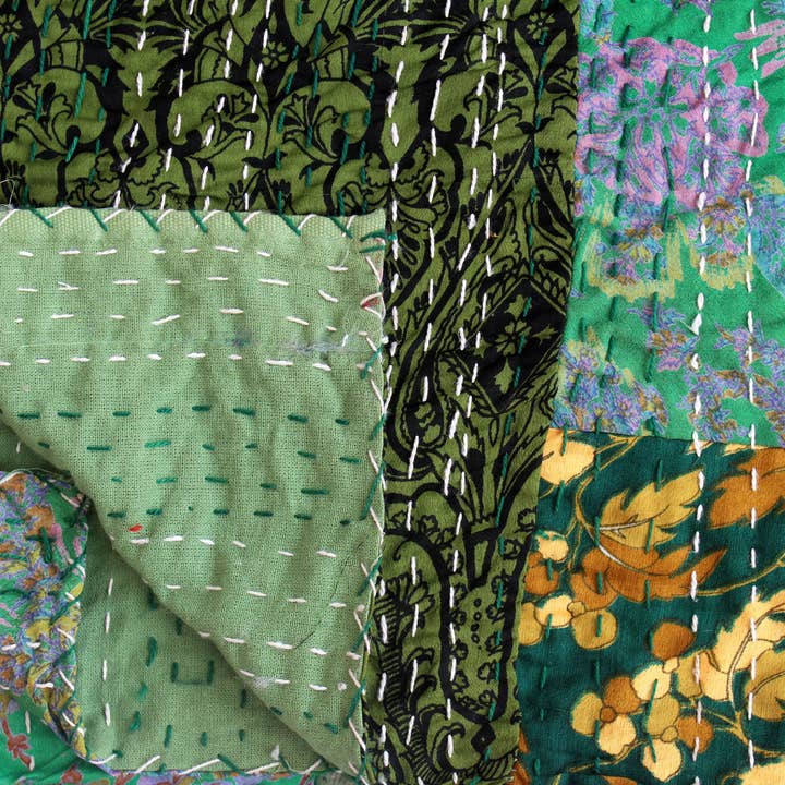 bhavnas boutique - Wholesale Quilt - Handmade Silk Kantha Quilt Throw Summer Blanket6