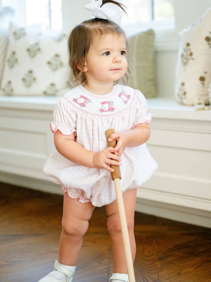 Pink Golf Smocked Birdie Bubble for wholesale by Ruth and Ralph