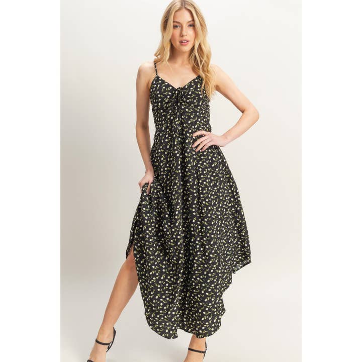 HYFVE - Wholesale Dress - Women's - HF25C158-Ditsy Floral Print Sleeveless Midi Dress