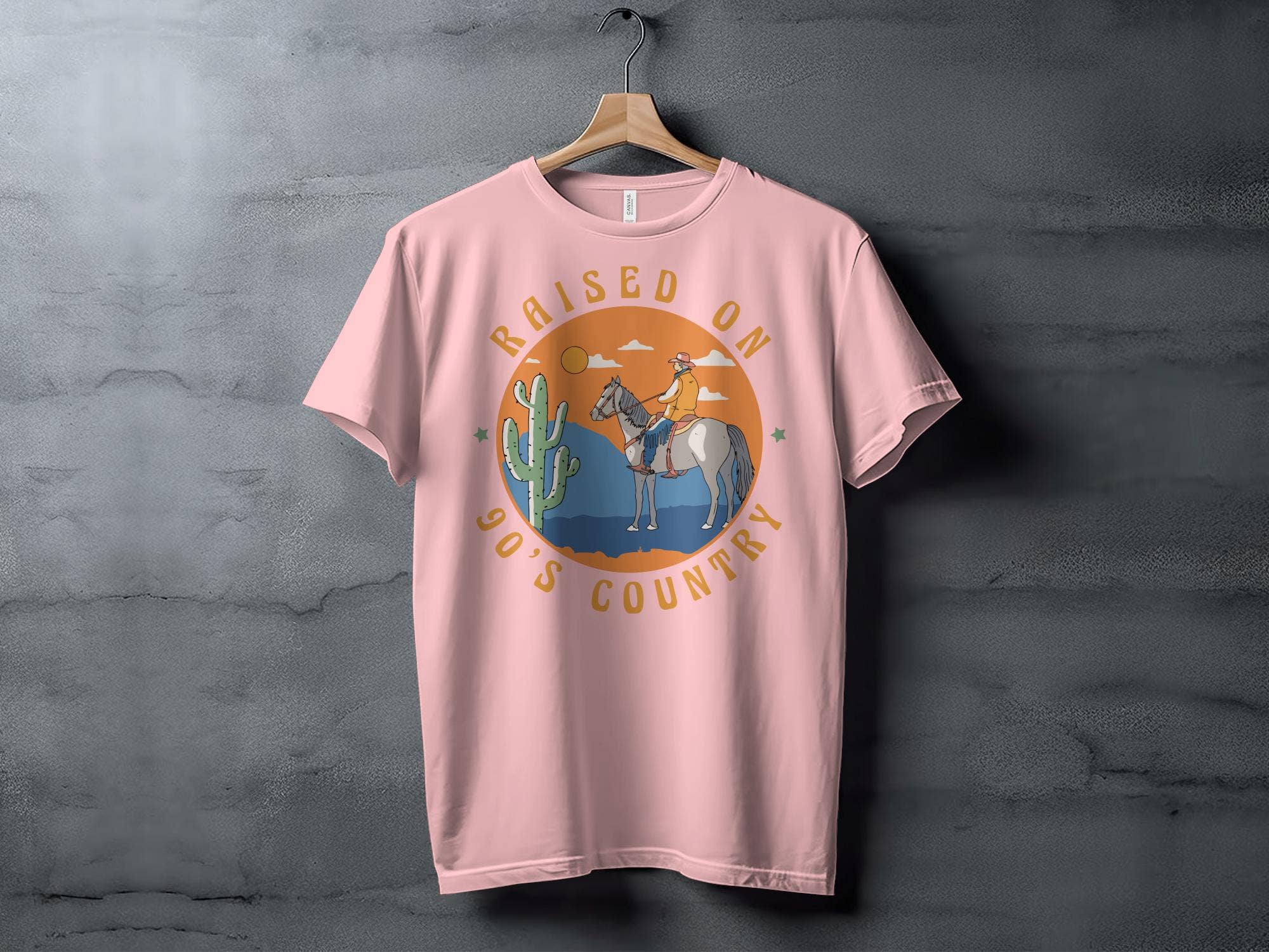 FreakyTeeFactory - Wholesale Screen Printed T-Shirt - Women's - Vintage 90's Country Raised Graphic Tee, Western Cowboy & Horse T-Shirt, Retro Style Shirt0