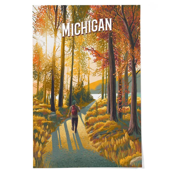 GICLEE PRINT Michigan, Walk In The Woods, Day Hike for wholesale by Lantern Press