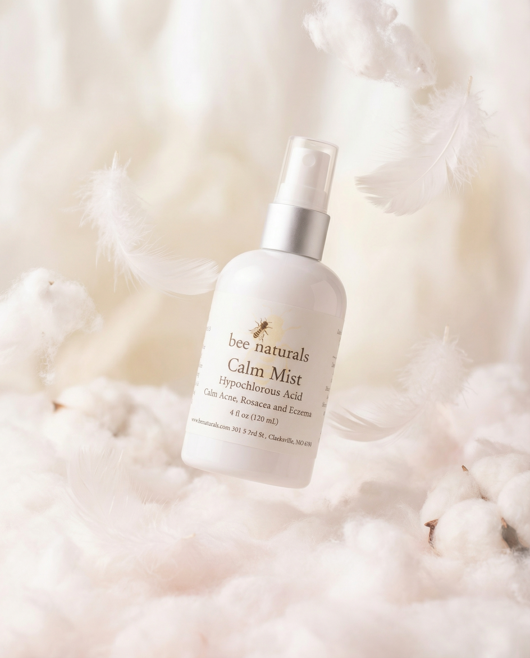 Bee Naturals - Wholesale Face & Body Mist/Water - Calm Mist - Hypochlorous Acid Spray for Face | Calms Acne, Rosacea & Eczema | Sensitive Skin Facial Toner Mist | Fragrance-Free, Dermatologist Tested | 4 fl oz7