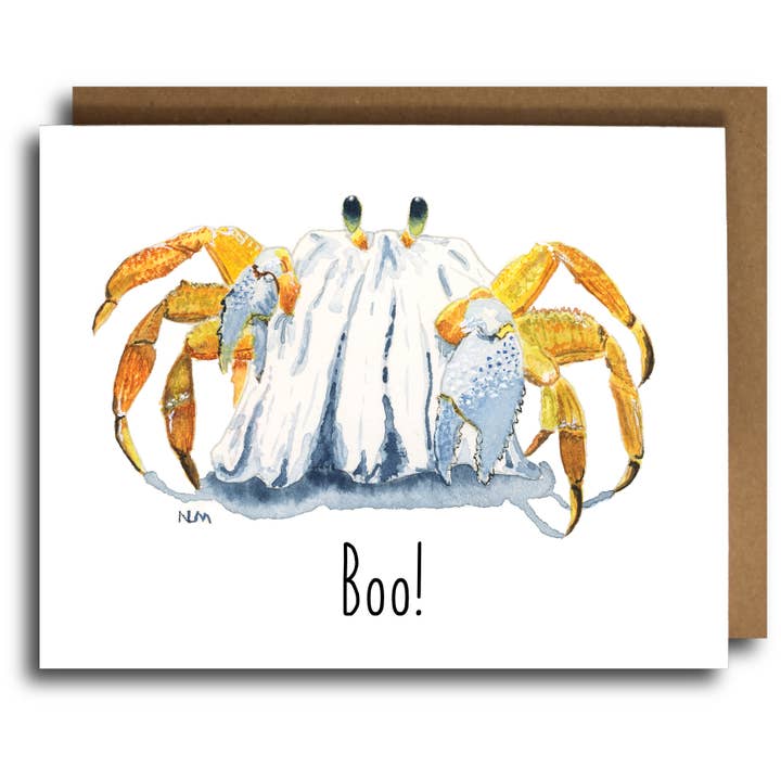 Ghost Crab Halloween lykønskningskort | Nautisk og kystnære for engroshandel hos Nicole Leah Designs