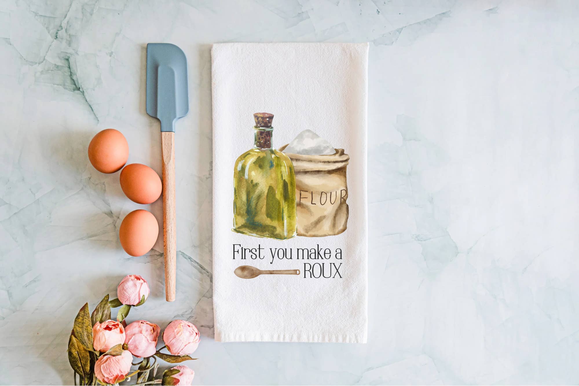 Crows Nest Atelier, LLC - Wholesale Tea Towel - First You Make A Roux Cotton Tea Towel