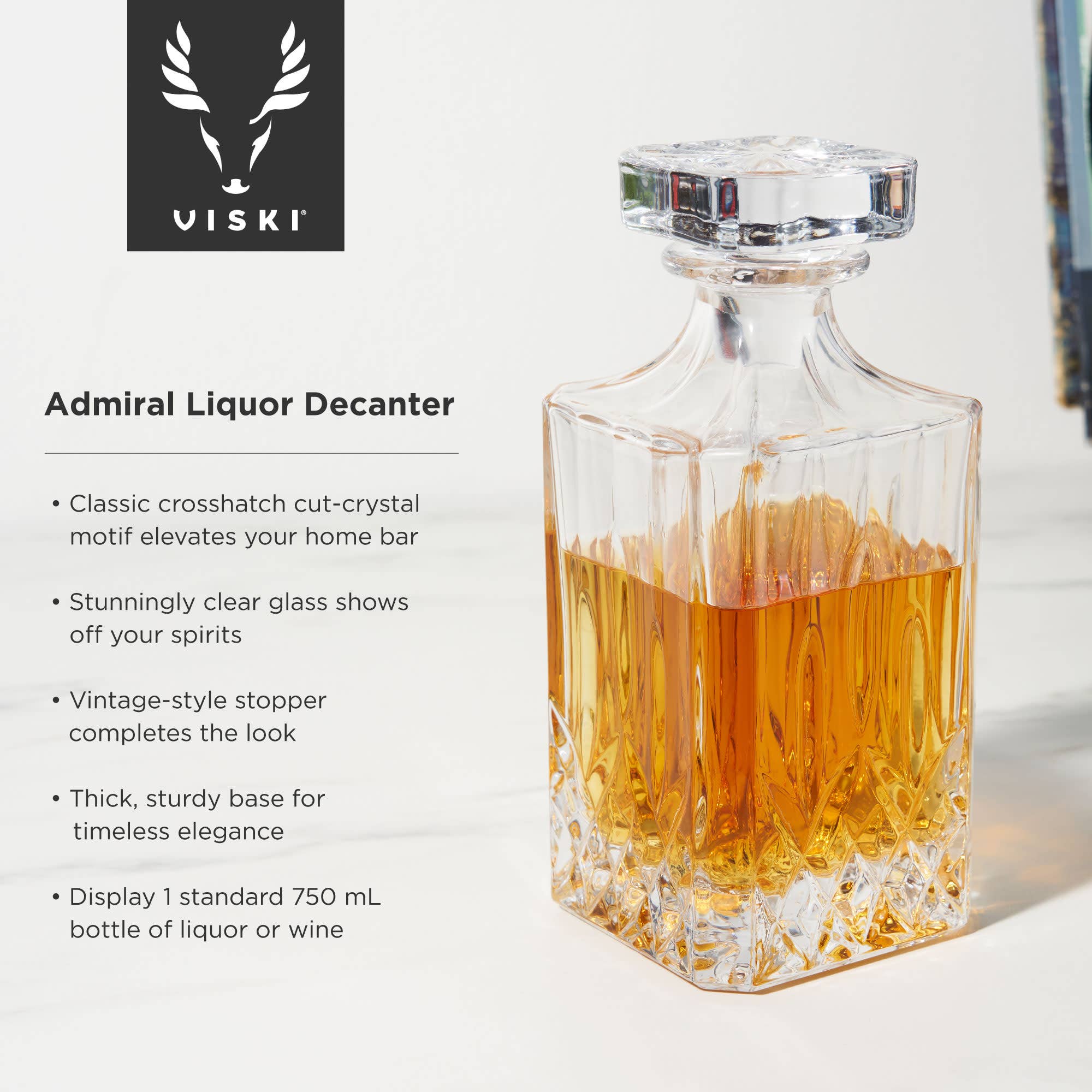 Viski - Wholesale Decanter - Admiral™ Vintage Style Crystal Liquor Decanter5