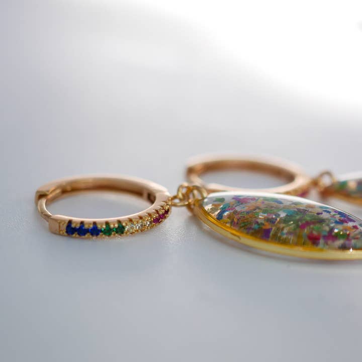 Remedy Designs - Wholesale Huggie Earrings - Rainbow Cubic Zirconia Huggie Hoops6