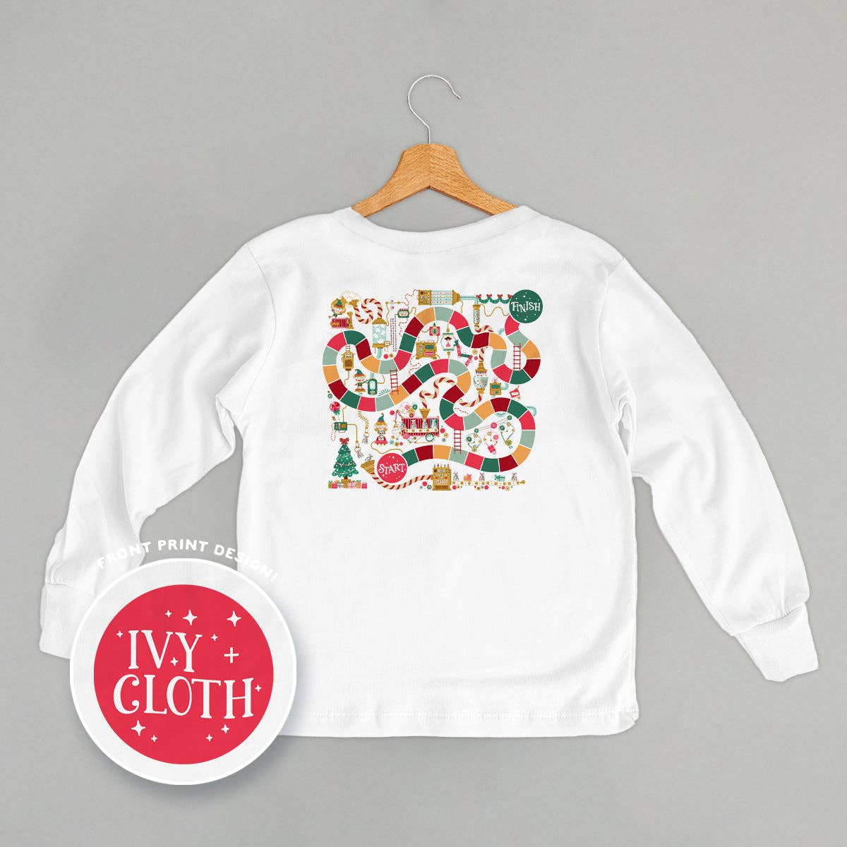 Ivy + Cloth - Wholesale Screen Printed T-Shirt - Kids - Holiday Board Game Doodle (Kids Back Print)3