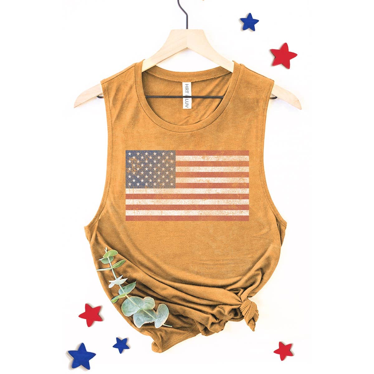 HRTandLUV - Wholesale Tank Top - Women's - VINTAGE AMERICAN FLAGS GRAPHIC TANK TOP6