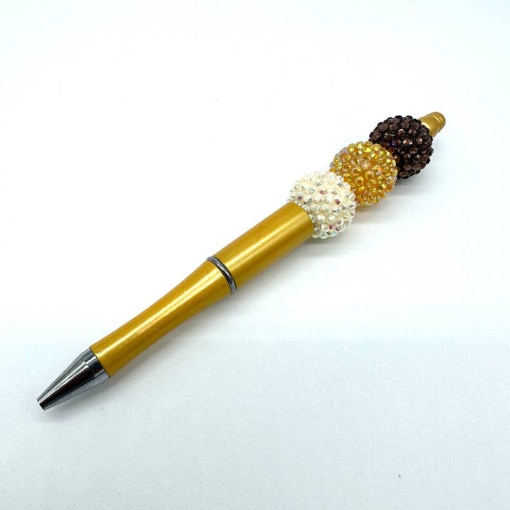 Rhinestone Beaded Pen - Harvest Gold for wholesale by Beyond Bead