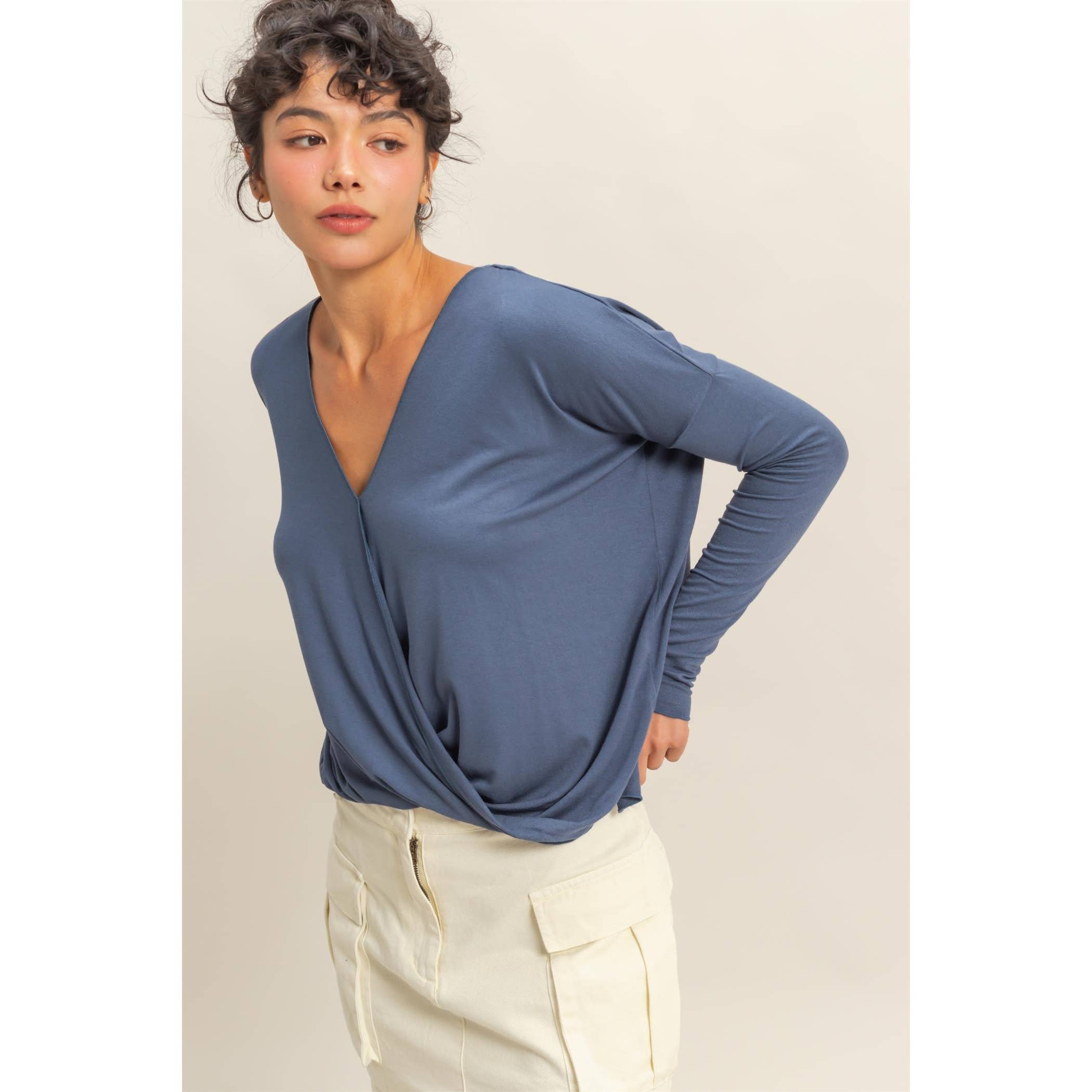 Double Zero - Vendita all'ingrosso Camicia - Donna - Top a maniche lunghe drappeggiato17