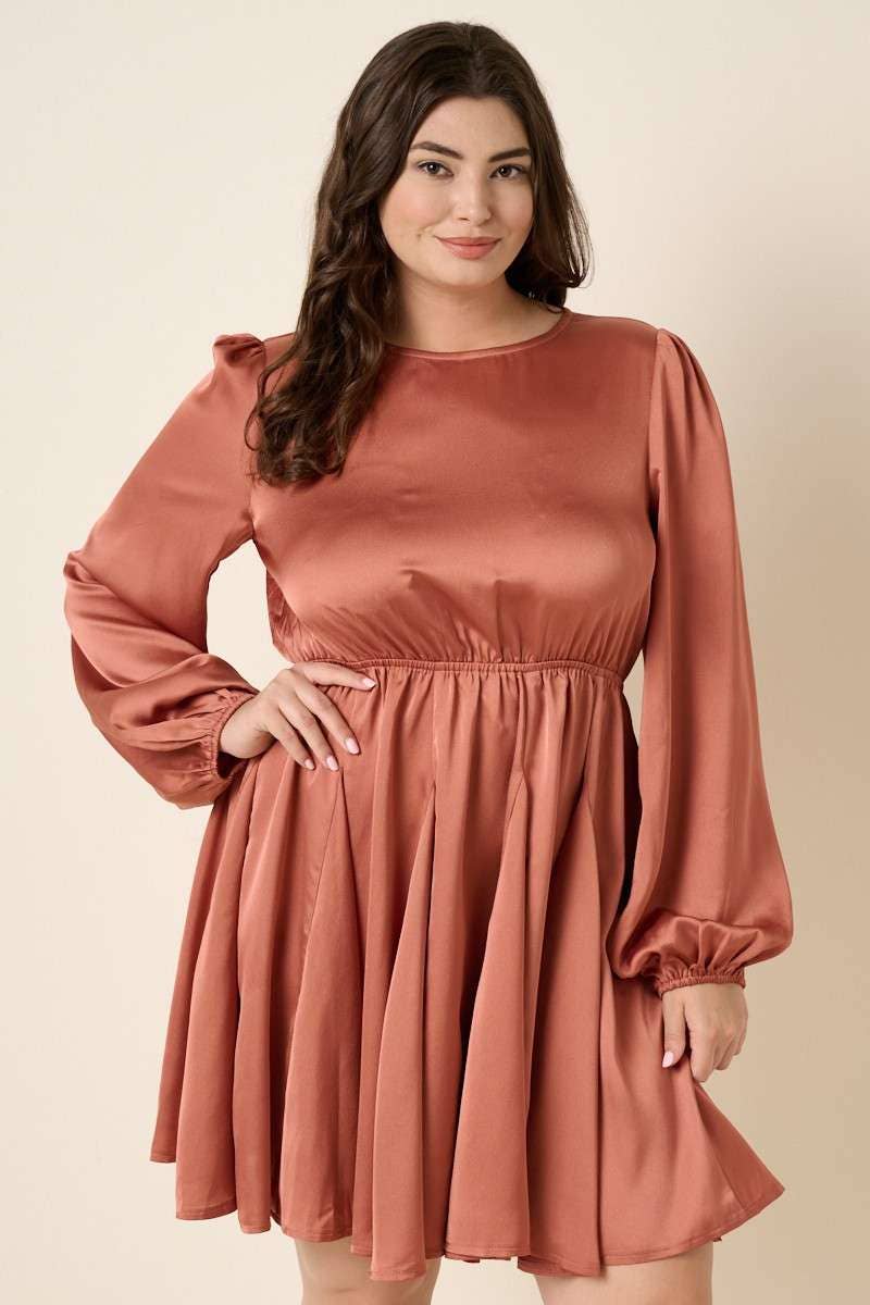 mittoshop - Wholesale Dress - Women's - PLUS SATIN CUT OUT BACK DETAIL MINI DRESS16