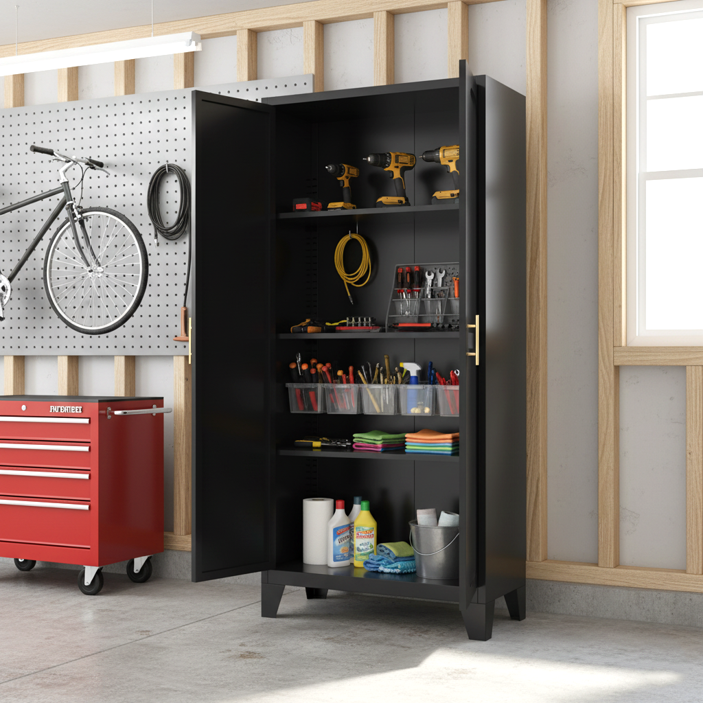 HOMYCASA DESIGN INC - Vente Armoire - Armoire de rangement en métal pour garage de 71'' avec portes et étagères0