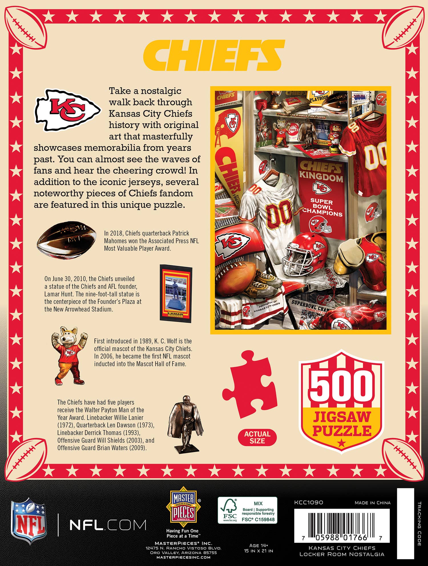 Masterpieces Puzzles - Vente Puzzle – adulte - Chiefs de Kansas City - Casse-tête de 500 pièces pour vestiaires2
