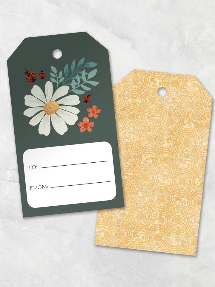 Gavemærker | Ladybug Lane - Mørkegrøn | Kunstnerillustreret for engroshandel hos Roxy Lane Design