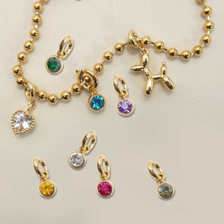 JOSSLYN by wall to wall - Wholesale Individual Charm/Pendant - CHARMS-18K BRASS CUBIC ZIRCONIA BIRTHSTONE CHARM | 40CM102