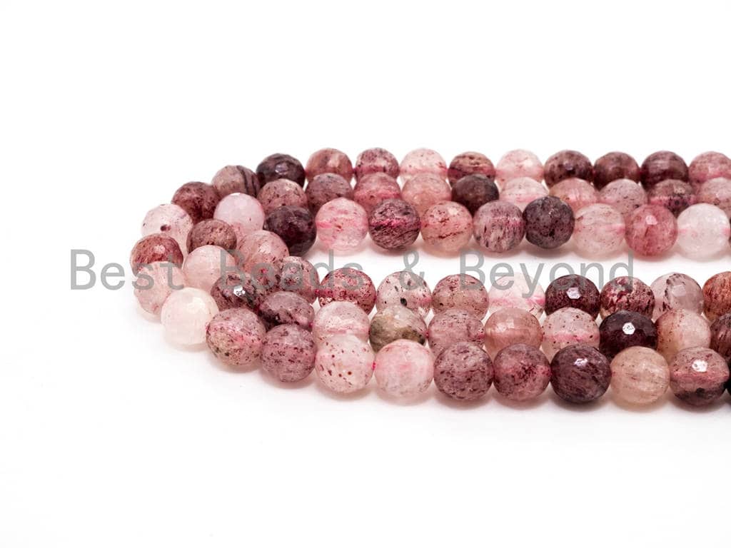 BestBeads&Beyond - Wholesale Beads - Natural strawberry quartz faceted beads, 6mm/8mm/10mmSKU#1373