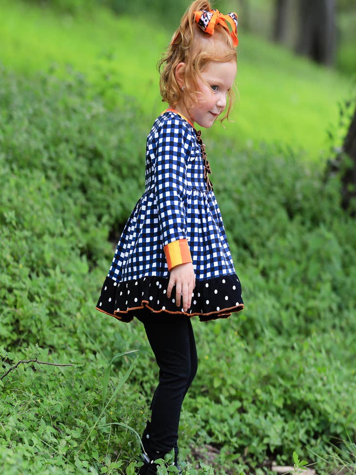 Wholesale Girls Autumn Black Gingham Dress Leggings Fall Clothing for your  store - Faire