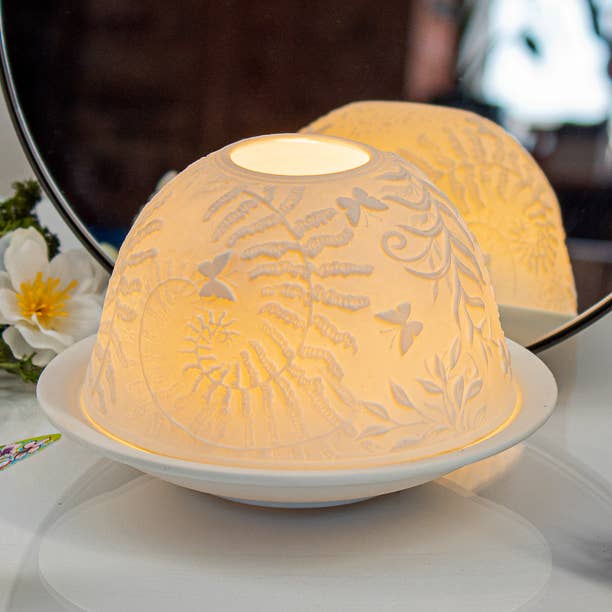 Cúpula de litofanía - Portavelas de mariposas y helechos para venta al por mayor de L. GLOW Home