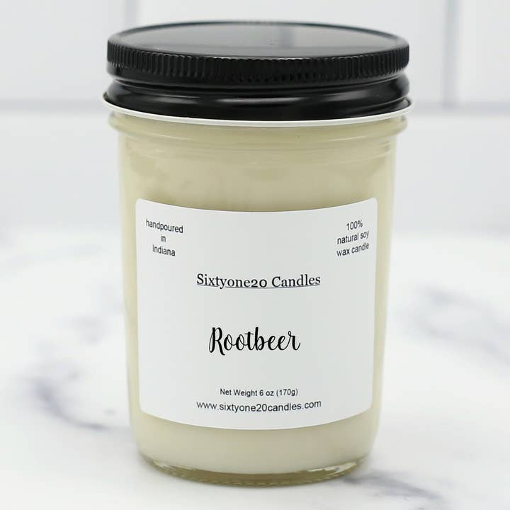 Rootbeer ~100% Soy Candle for wholesale by Sixtyone20 Candles