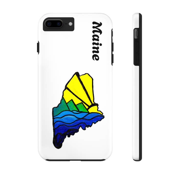 Maine Avontuur Print met Maine tekst - Stevige Telefoonhoesjes voor wholesale door Oceane's Echo