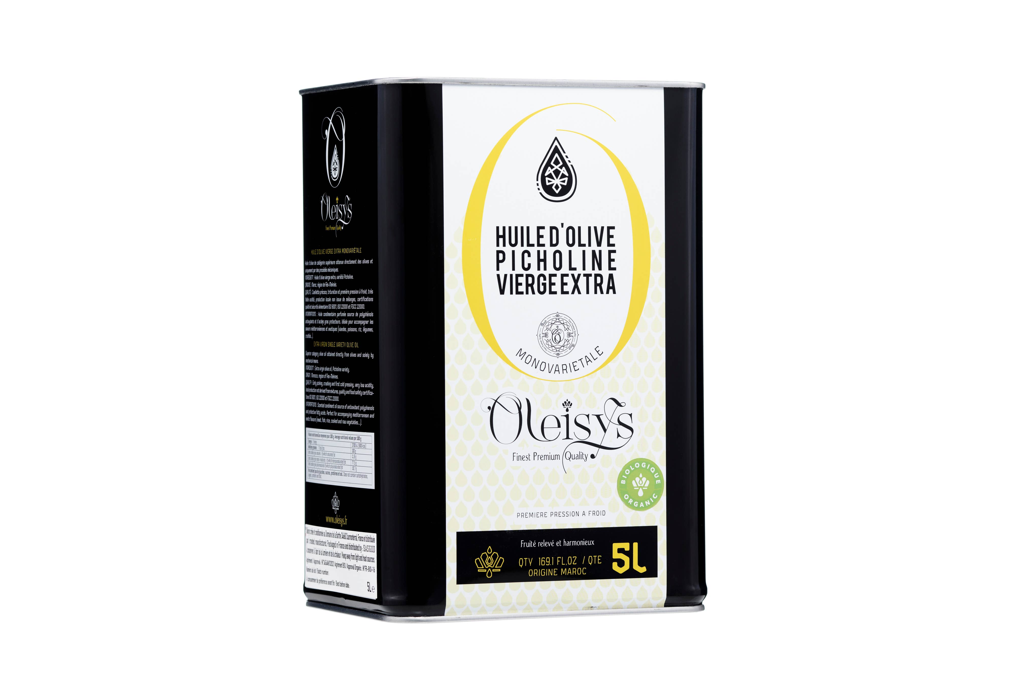 Oleisys - Wholesale Olive Oil - Oleisys® PICHOLINE EXTRA VIRGIN OLIVE OIL 5L1