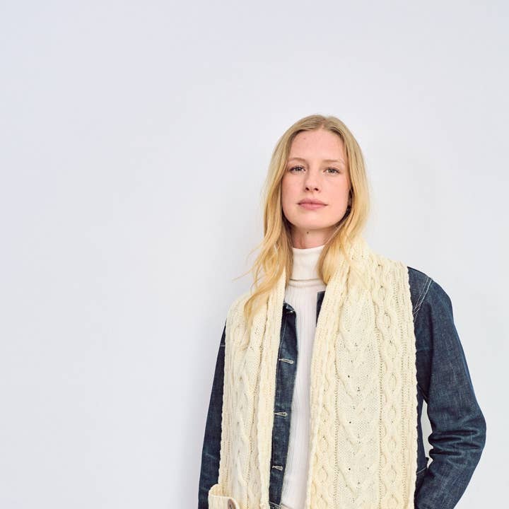 Aran Woollen Mills - Wholesale Scarf - Women's - Moy Aran Pocket Scarf - Cream0