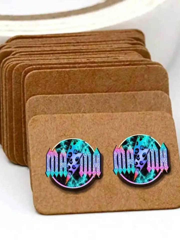 Now In Stock ~ Retro Mama Acrylic Laser Cut Earrings for wholesale by Sip Sleeves ~ Insulated Cup Sleeves and Drink Accessories