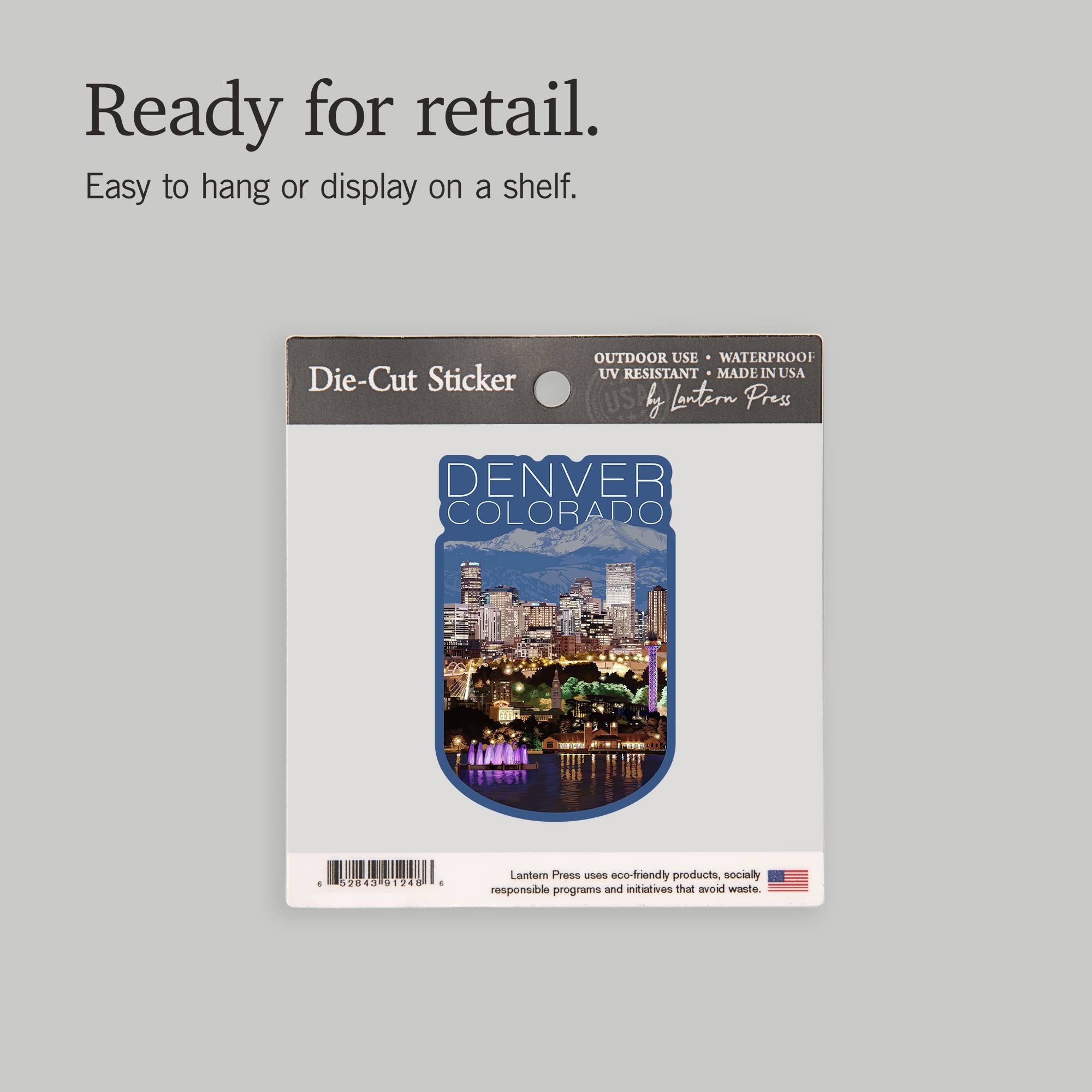 Lantern Press - Vendita all'ingrosso Adesivo - ADESIVI Denver, Colorado, Skyline di notte13
