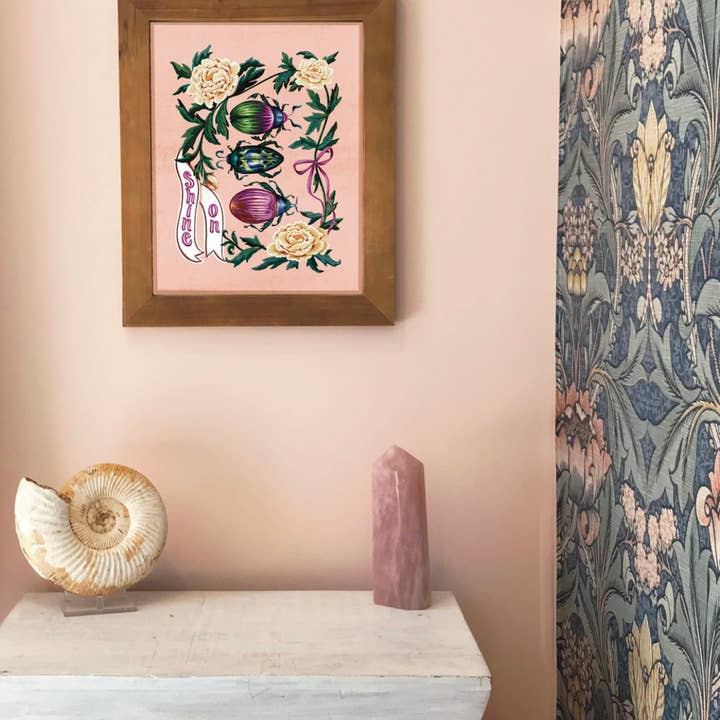 Folk Meadow - Wholesale Art Print - Shine On Beetles Print - 8x102