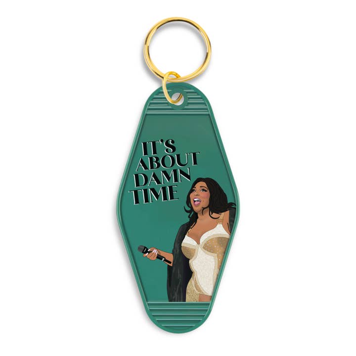 Lizzo It's About Damn Time Motel Keychain for wholesale by Shop Trimmings